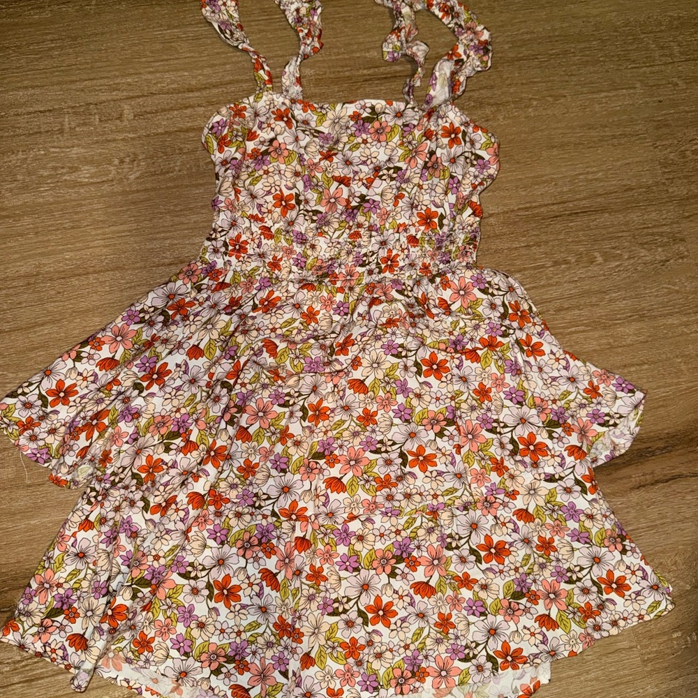 Floral Romper- Pink and Orange
